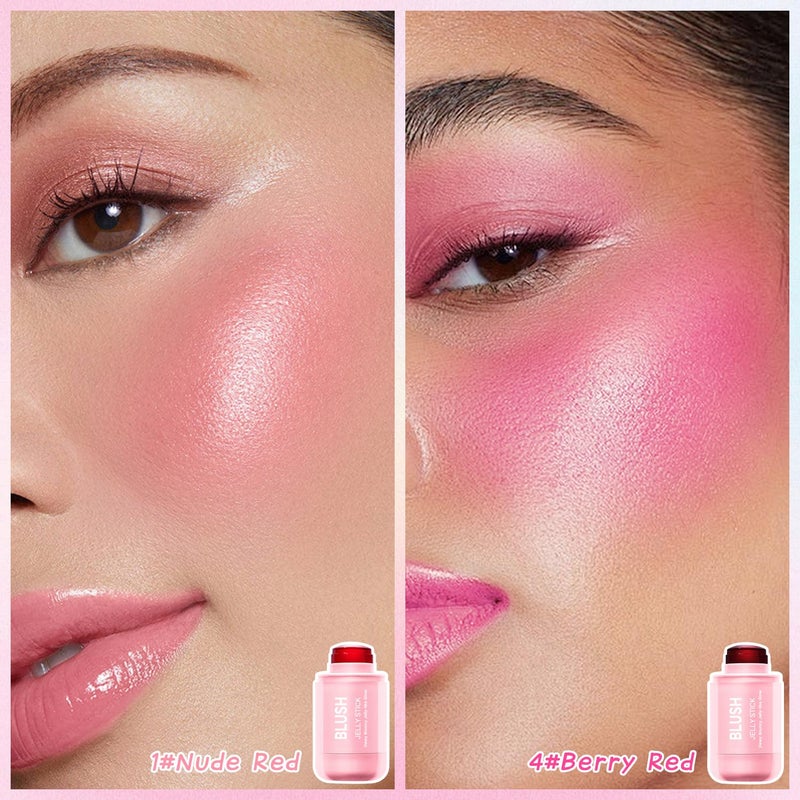 Topcent 2 Pcs Jelly Blush Contour Stick for Cheeks Eyes Lips Lightweight Dewy Finish Blush Stick Waterproof Long Lasting Lightweight, Sheer & Buildable Color Makeup Set for Wome (SET A) - Image 3